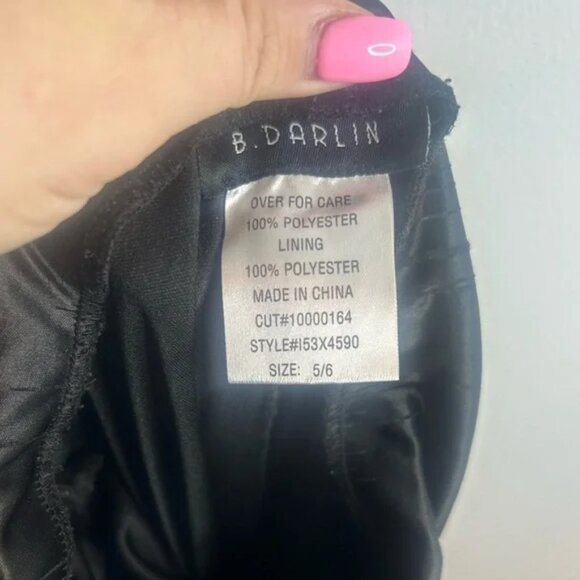 B DARLIN. Brand size 5/6 silky ruffles, neck tie, flapper style black ruched - Picture 2 of 8